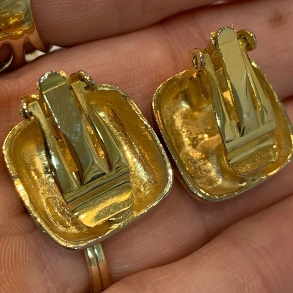 💐5/25 clip on elegant enamel maroon swirl gold - Picture 5 of 8